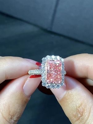 4.56ct laboratorio Diamond Jewelry Pink Radiant Cut Diamond Ring