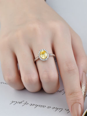 Alto laboratorio Diamond Wedding Ring Engagement Ring di Diamond Rings Yellow Oval Cut di immaginazione di chiarezza