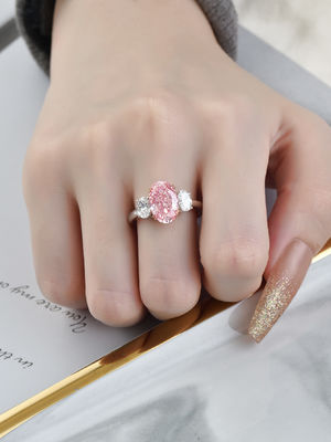 anello 10 Mohs di Diamond Jewelry Oval Pink Diamond del laboratorio 3.52ct