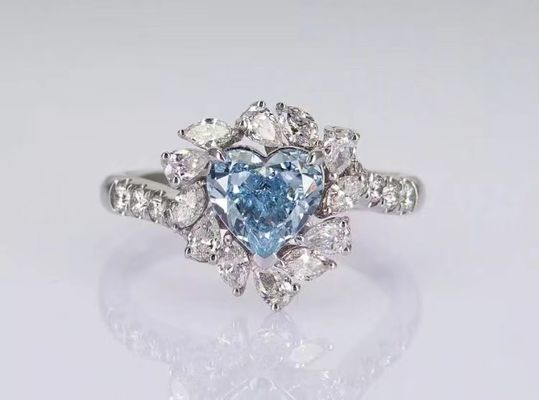 Laboratorio diamanti gioielli anello di fidanzamento anello di nozze cuore blu diamanti sintetici