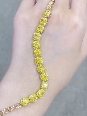 6.213ct Diamante giallo Tenis braccialetto cuscino forma Diamanti coltivati