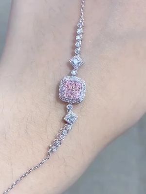Cushion Cut Lab Creato Braccialetto Diamante Rosa Fancy Diamante Colore 1.52ct