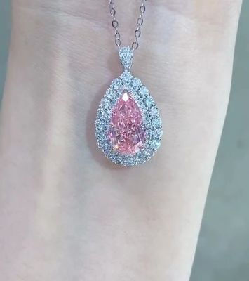 Collare di perla di diamante sintetico creato in laboratorio Collare di diamante 3.46ct VS1 Colore rosa