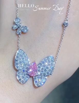 Colletto di diamanti di laboratorio a misura Colletto di pere in forma di farfalla 1.67ct