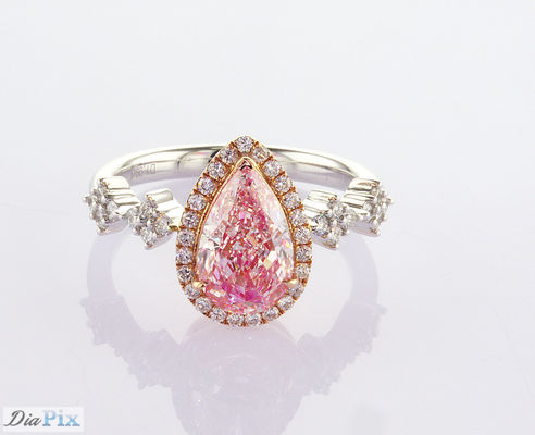 2.31ct Pear Cut Fancy Pink Lab Grown Diamond Halo Ring IGI Certificato Per Donne Nozze