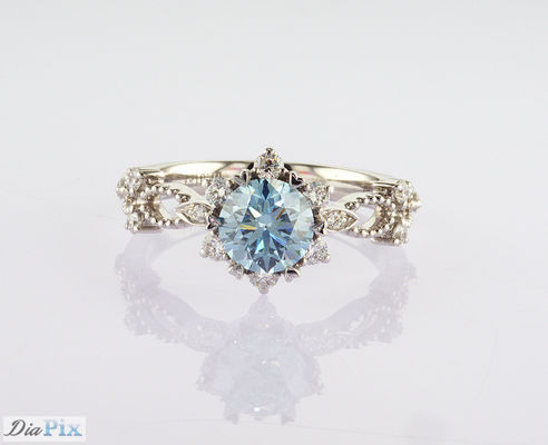 Blu CVD 1.01ct Laboratorio cresciuto anello di matrimonio diamante 18K Oro bianco Set IGI certificato