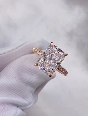 Radiante Anello Diamante Anello Diamante Bianco Anello di Fidanzamento Anelli di Nozze Anelli Diamante Cresciuti in Laboratorio