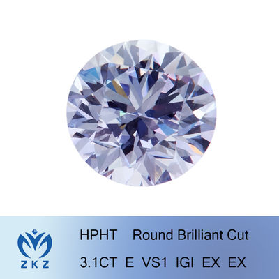 colore bianco del taglio brillante dei diamanti sviluppato laboratorio sciolto sintetico 3.1Ct