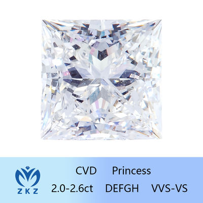 IGI certificato Princess Cut Lab Diamond Come coltivato CVD Diamante sintetico 2ct-2.6ct Vendita diretta in fabbrica