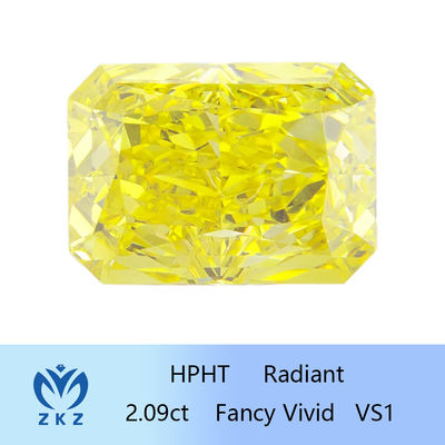 HPHT Diamond Man Made Radiant Cut giallo vivo operato 2.09ct IGI ha certificato