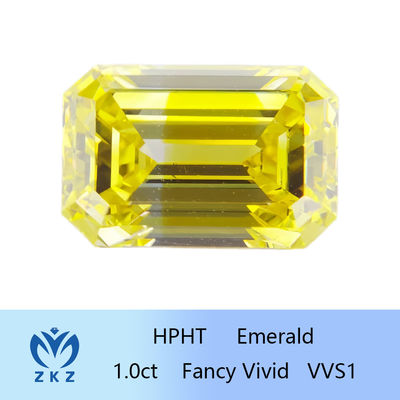 HPHT 1ct Diamanti gialli in laboratorio Taglio smeraldo Chiarezza VVS Certificato IGI