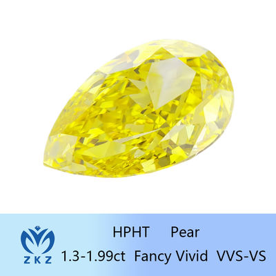 1.3ct-1.99ct HPHT Pear Loose Lab Creato Giallo Diamante Con Certificazione IGI