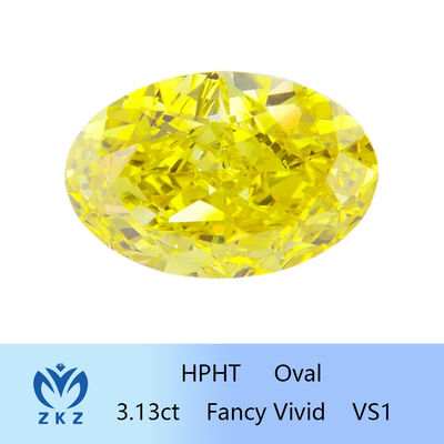 Il laboratorio sciolto Diamond Oval Modified sintetico giallo 3ct di HPHT immagina vivo