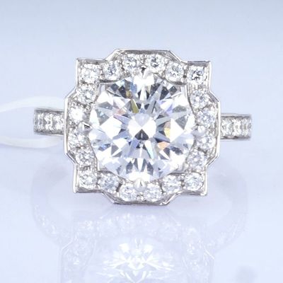 18K Cool Design Ring 3ct Bianco Diamante Coltivato in Laboratorio Anello Rotondo Forma Anello Diamante Sintetico