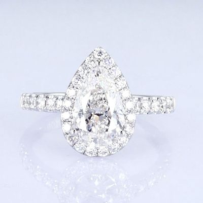 18k pera intorno a diamanti donne anello bianco laboratorio cresciuto anello di diamanti bellissimo design per i regali per la festa