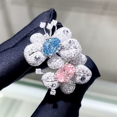18k forma ovale due colori stile anello laboratorio cresciuto rosa anello di diamante lusso e design raffinato per festa per banchetto