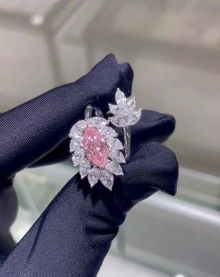 Marquise CVD Lab Gioielli di diamanti cresciuti Anello di diamanti rosa 18k Oro bianco Gioielli personalizzati