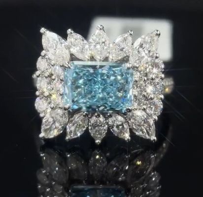 2.20ct Anello di diamanti di laboratorio blu con ambientazione di stile per occasioni speciali