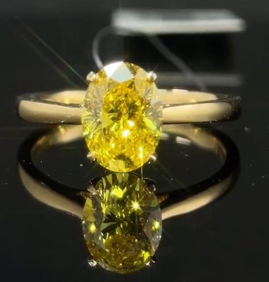 1.59ct Laboratorio Gioielli Diamante Ovale Taglio Diamante Anello Fancy Vivido Giallo Stile Classico