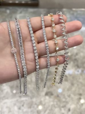 Laboratorio di gioielleria di alta qualità Braccialetto di diamanti cresciuti Carbon DEF Colore Forma elegante Braccialetto da tennis