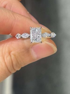 Anelli con diamante taglio Radiant 1.04ct coltivati in laboratorio, anello di fidanzamento in platino certificato IGI PT950